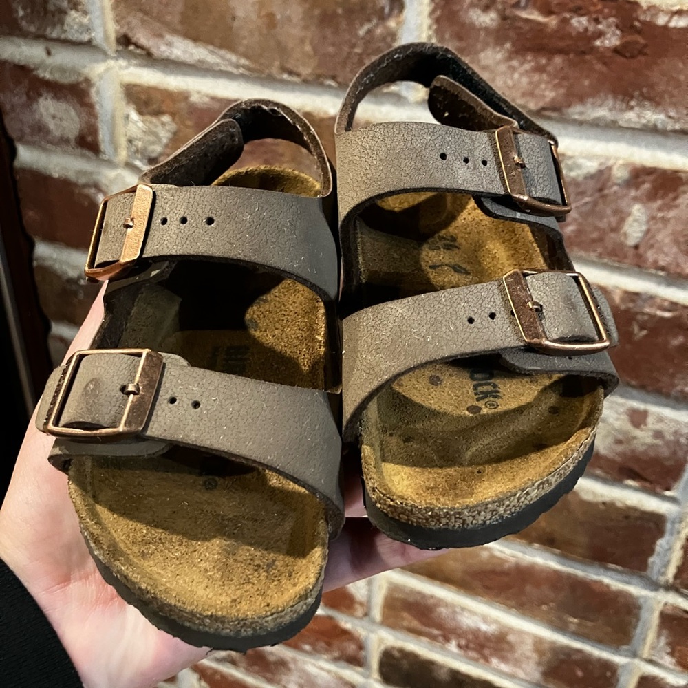 Birkenstock Mocha Birkibuc Milano sz 24 Velcro on back strap